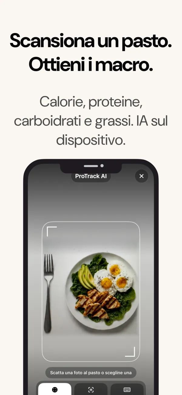 Scansiona un pasto: calorie e macro da una foto
